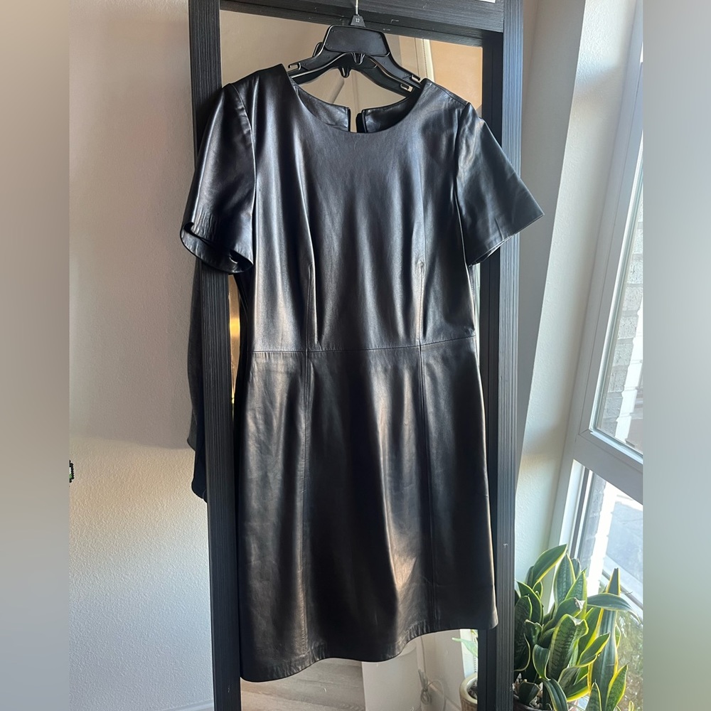 100% leather shift dress